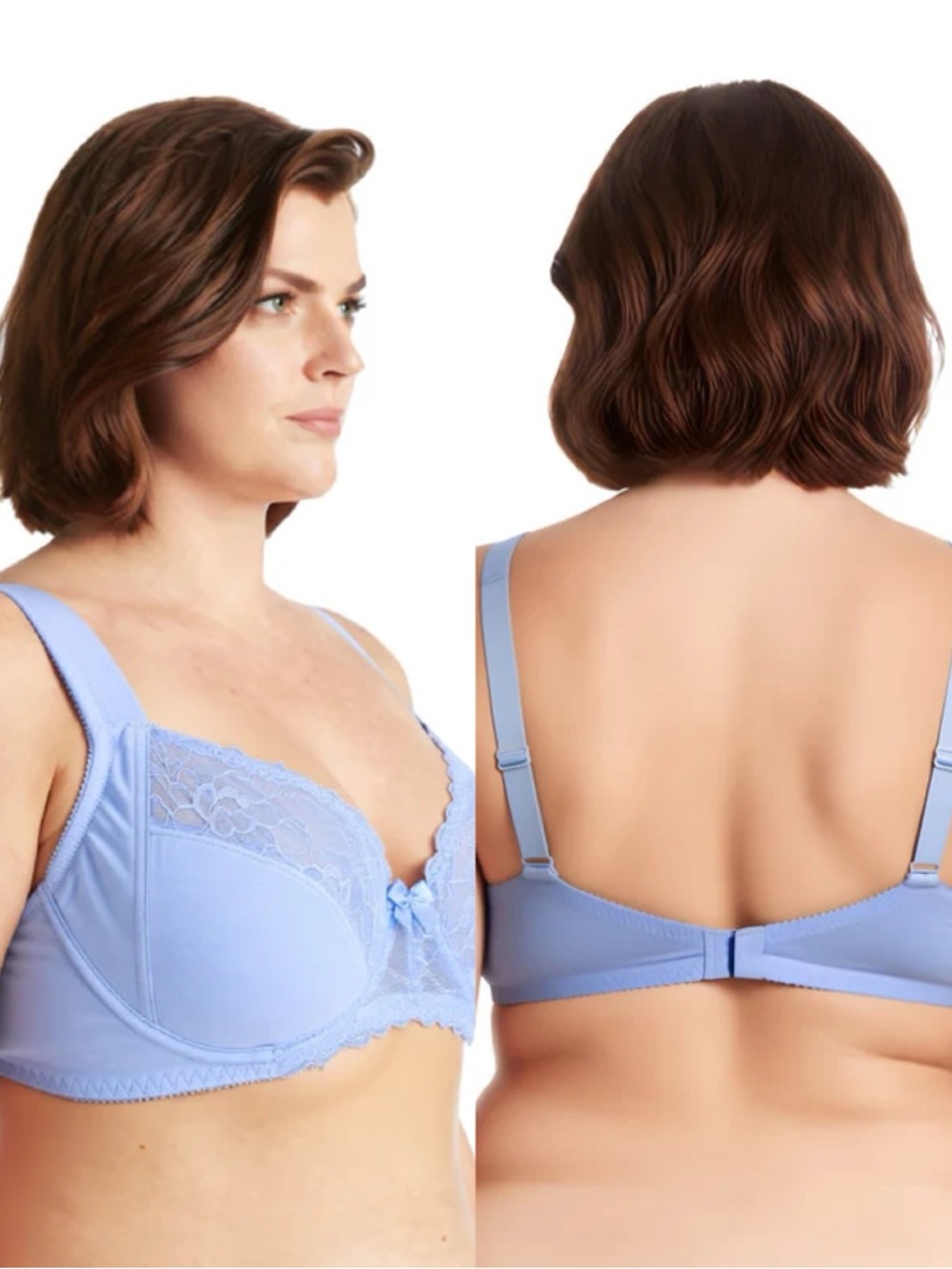 Curve Muse Blue Lace Unlined Underwire Bra